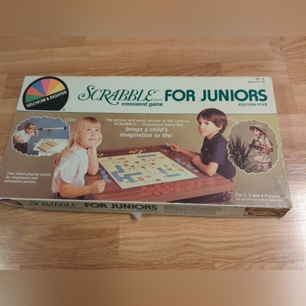 Scrabble for Juniors Crossword Board Game Selchow & Righter Edition 5 Vintage